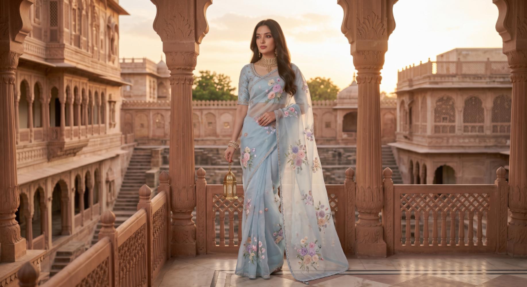 Organza Floral Saree